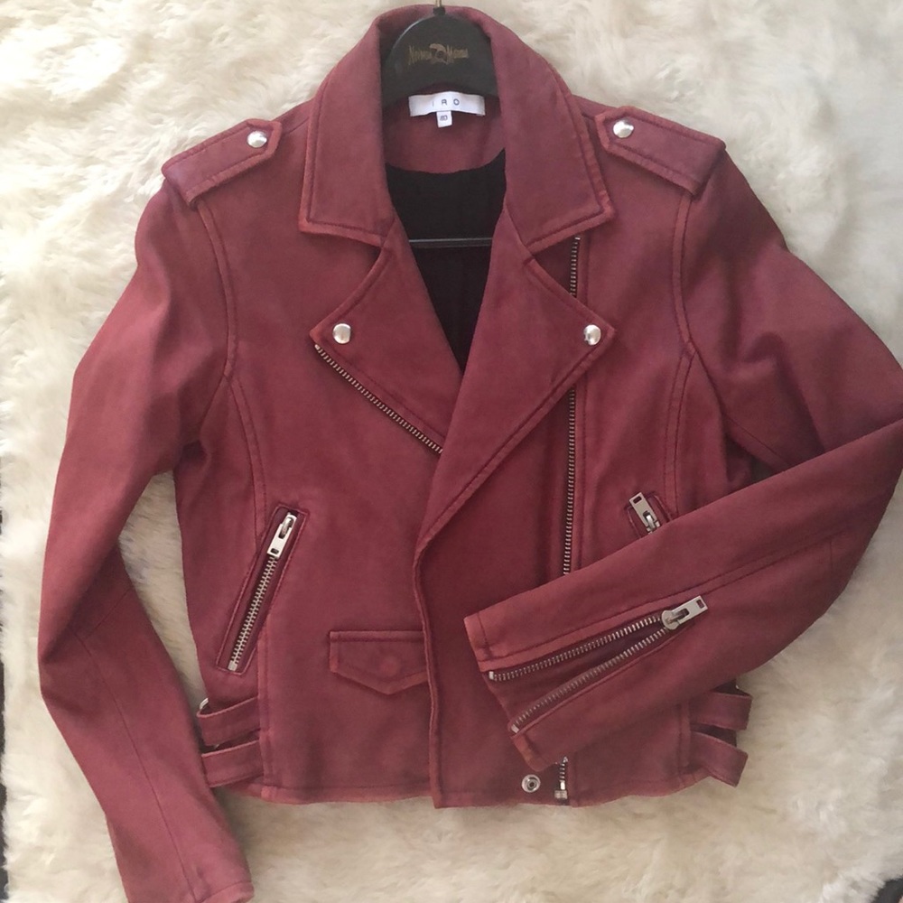 IRO matte red Leather Motorcycle Jacket